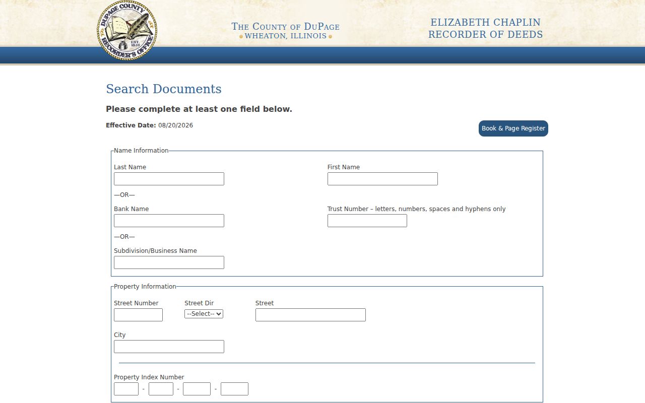 Darien residents directory DuPage Recorder deed index
