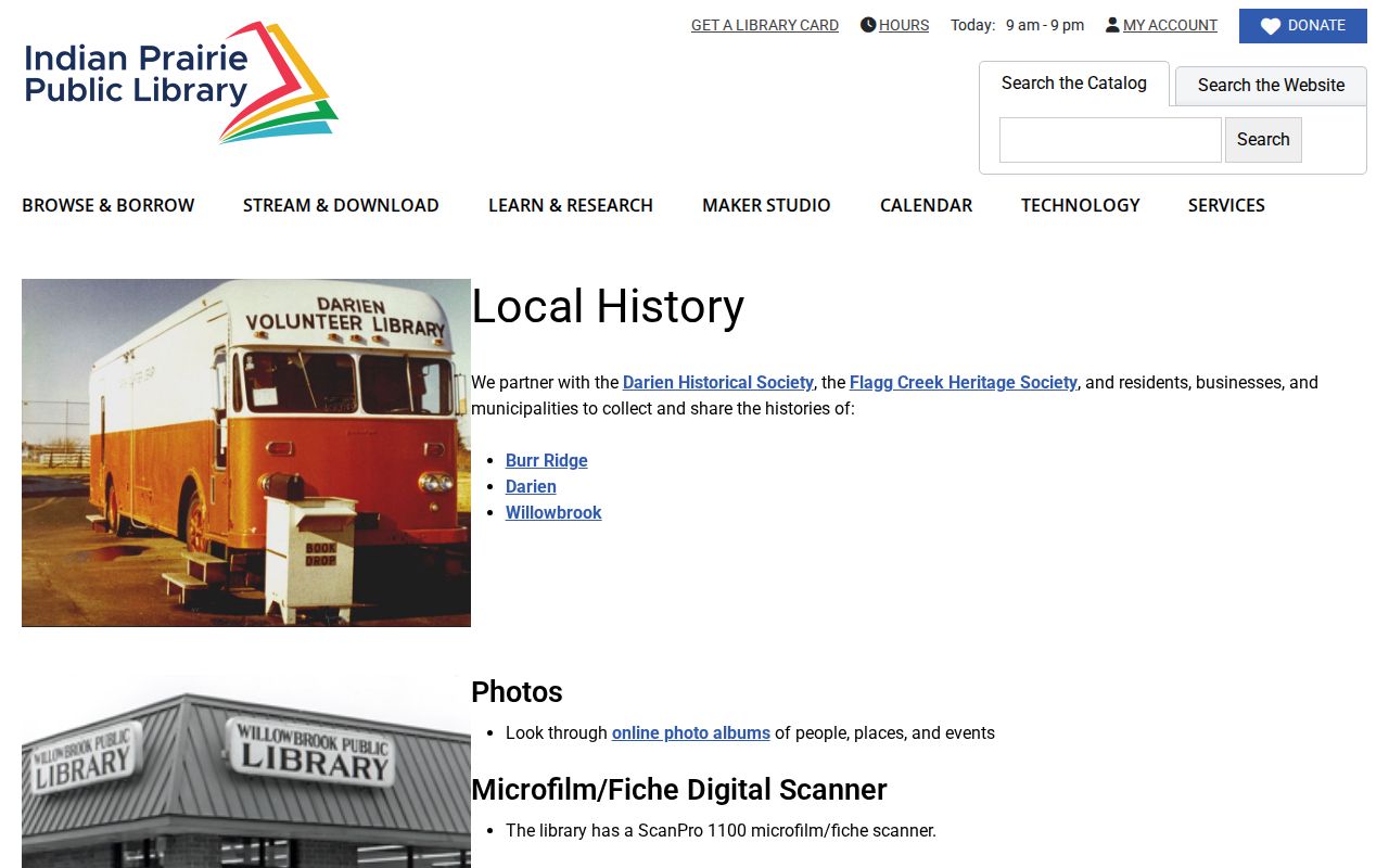 Indian Prairie Public Library resources for Darien previous residents